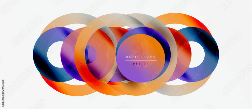 Poster abstract colorful overlapping circles create dynamic visual. modern design elements suggest fluidity