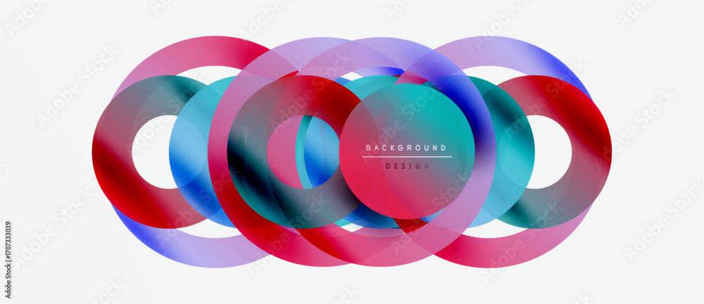 Poster abstract colorful overlapping circles create dynamic visual effect. modern design element for backgr