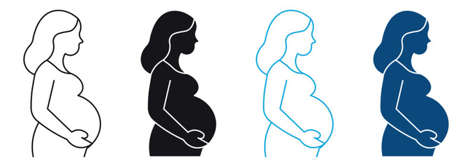 Pregnant woman icon set, pregnancy symbol, vector illustration .
