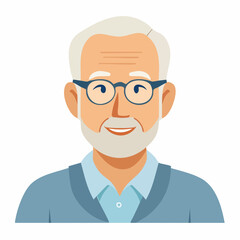 Minimalist Vector Portrait of Elderly Person with Gentle Smile