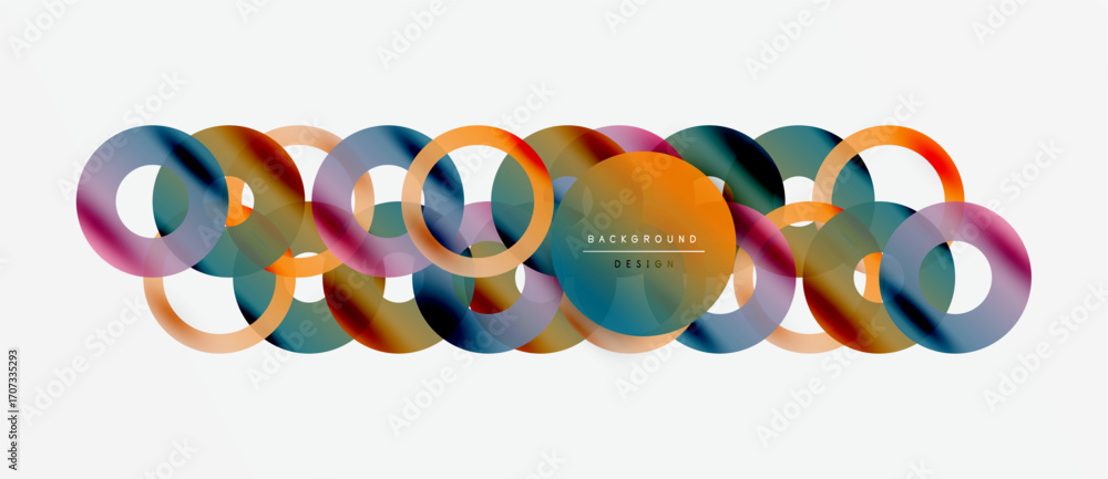 Aufkleber abstract colorful circles overlap creating modern design. gradient hues blend, forming dynamic visua