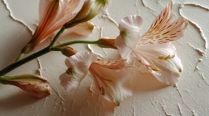 Soft Beige Lily Flower Arrangement with Natural Shadows
