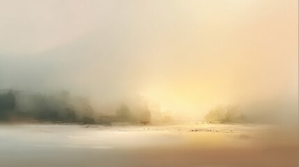 Serene abstract composition in warm white and cream tones, soft gradients with ethereal quality for spa decor, wellness branding, and calming wall art