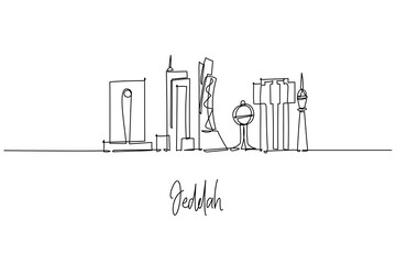 Jeddah skyline one line drawing
