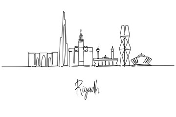 Fototapeta premium Riyadh skyline continuous line drawing