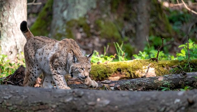 Lynx in a forest - Powered by Adobe