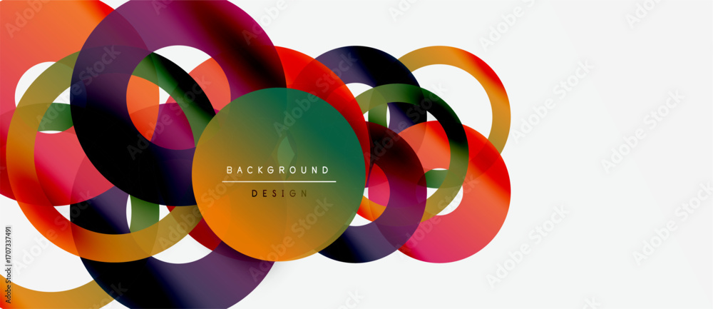 Poster abstract colorful overlapping circles create dynamic visual effect. modern design elements suggest i