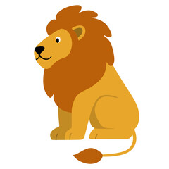 Sitting Lion Comfortably in a Cartoon Style