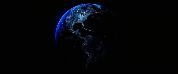 Planet earth rotating showing north and south america at night