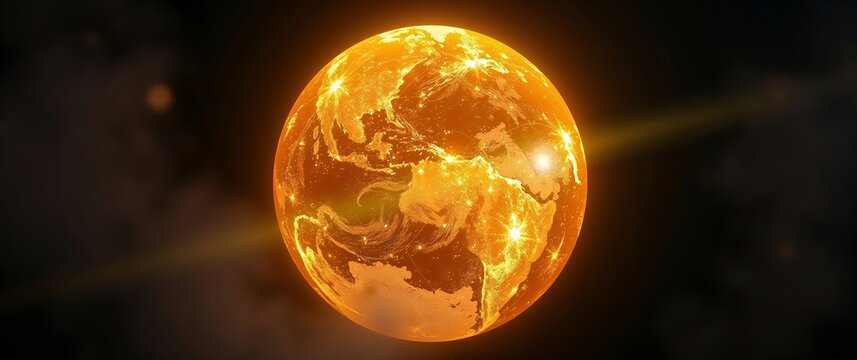 Planet earth glowing in outer space showing global connections