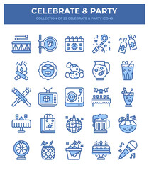 Obraz premium Celebrate & Party. Collection of 25 Essential Party Icons