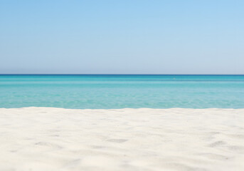 Obraz premium Tropical Beach Panorama with Clear Water and Blue Sky, Vacation Background