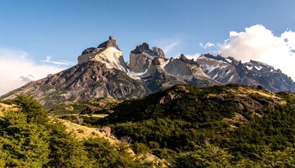 Fototapeta premium Majestic mountain peaks and valley