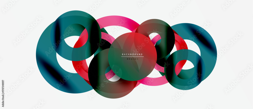 Poster abstract colorful shapes overlap, creating dynamic visual effect. modern design elements suggest flu