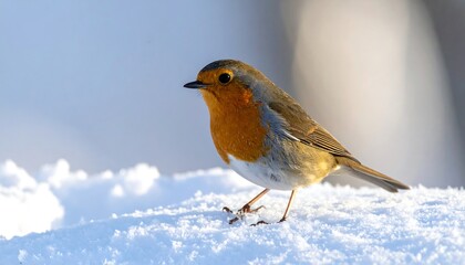 Robin in winter snow