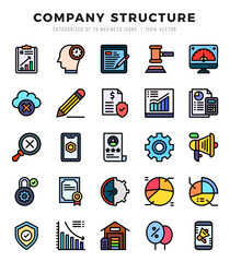 Company Structure Icons Pack Lineal Color Style. Vector illustration.
