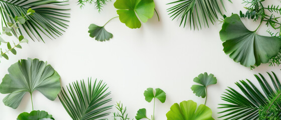 tropical jungle and gingko biloba frame