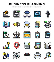 Business Planning icons set. Collection of simple Lineal Color web icons.