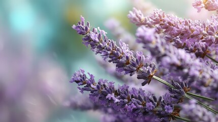Close-up of Fresh Lavender Flowers with Soft Colorful Background
