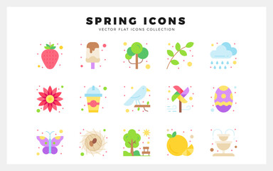 15 Spring Flat icon pack. vector illustration.