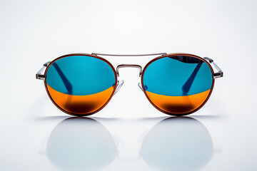 Trendy single sunglasses on a minimalist white background.