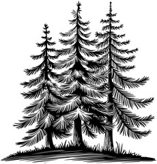 Three Pine Nature SVG Illustration