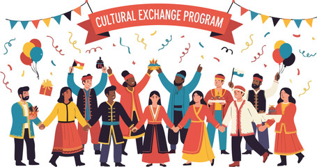 Cultural Exchange Program Diverse People Celebrating Global Unity