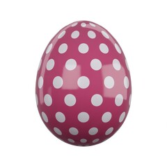 Glossy pink Easter egg with white polka dots