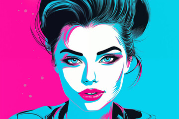 A colorful pop art portrait of a modern woman.