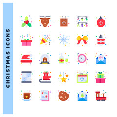 25 Christmas Flat icon pack. vector illustration.