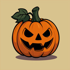 Spooky Halloween Pumpkin with Evil Face