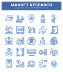Collection of Market Research Icons. Data Analysis. Marketing. and Business Strategy