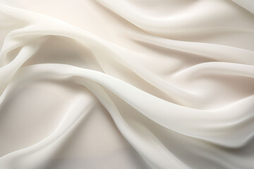 White satin fabric with delicate folds and soft diffused light. Background.
