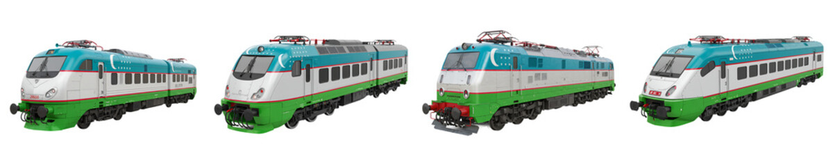 Obraz premium Uzbekistan Flag Train Isolated On Transparent Background