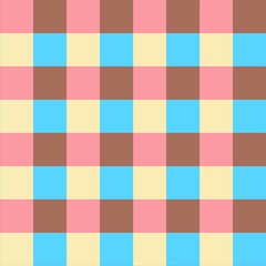 A modern take on a classic plaid pattern with a woven texture. The design features intersecting vertical and horizontal stripes and squares in a bold color palette of red, brown, creating.