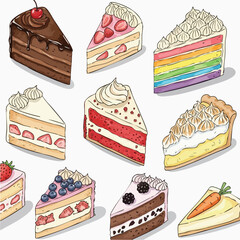 Delicious Cake Slice Assortment 12 Premium Designs for Your Bakery Website or App