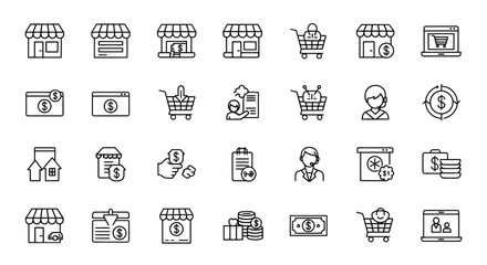 E-commerce and Shopping Line Icons Set