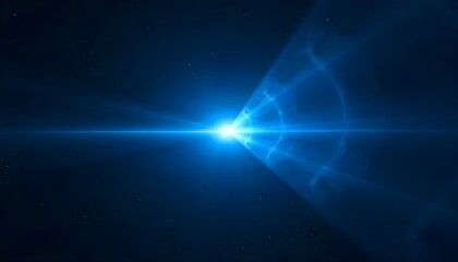 Blue light flare - flash light streak ray - large light flare behind the planet