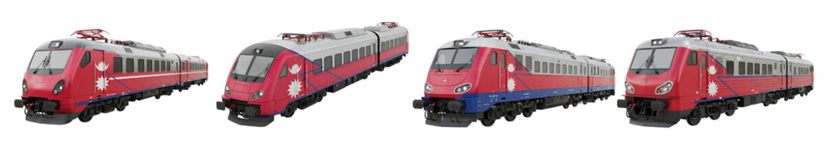 Obraz premium Nepal Flag Train Red Blue Isolated Transparent Background