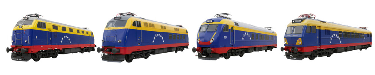 Obraz premium Venezuela Flag Train Blue Yellow Red Isolated Transparent Background