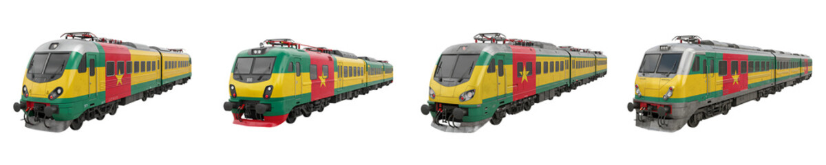 Fototapeta premium Guinea Flag Train Yellow Green Red Isolated Transparent Background