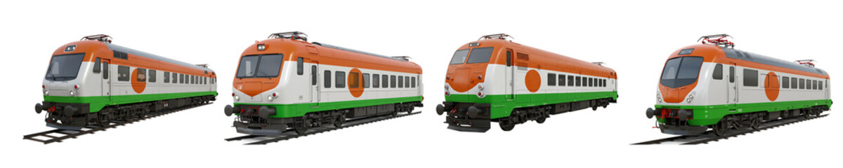 Fototapeta premium India Flag Train Orange White Green Isolated Transparent Background