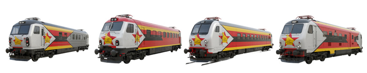 Naklejka premium Zimbabwe Flag High Speed Train On Isolated Transparent Background