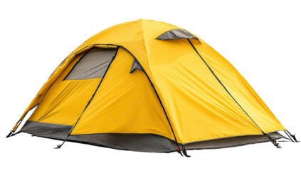Bright yellow dome tent against black background
