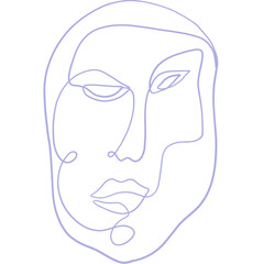 Hand-Drawn Line Art Face Illustrations Abstract