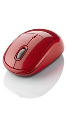 Red Wireless Computer Mouse Isolated On White Background With Reflection Technology Gadget Design