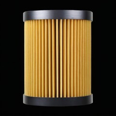 Cylindrical Yellow Air Filter with Black Base Rim, Modern Design, New Condition, Against Black Background
