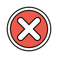 Fototapeta premium Red circular glossy button with a white cross and a drop shadow for web design