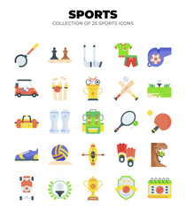 Collection of 25 Colorful Flat Sports Icons