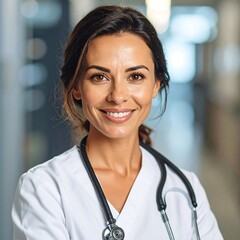Fototapeta premium Woman in medical uniform smiling